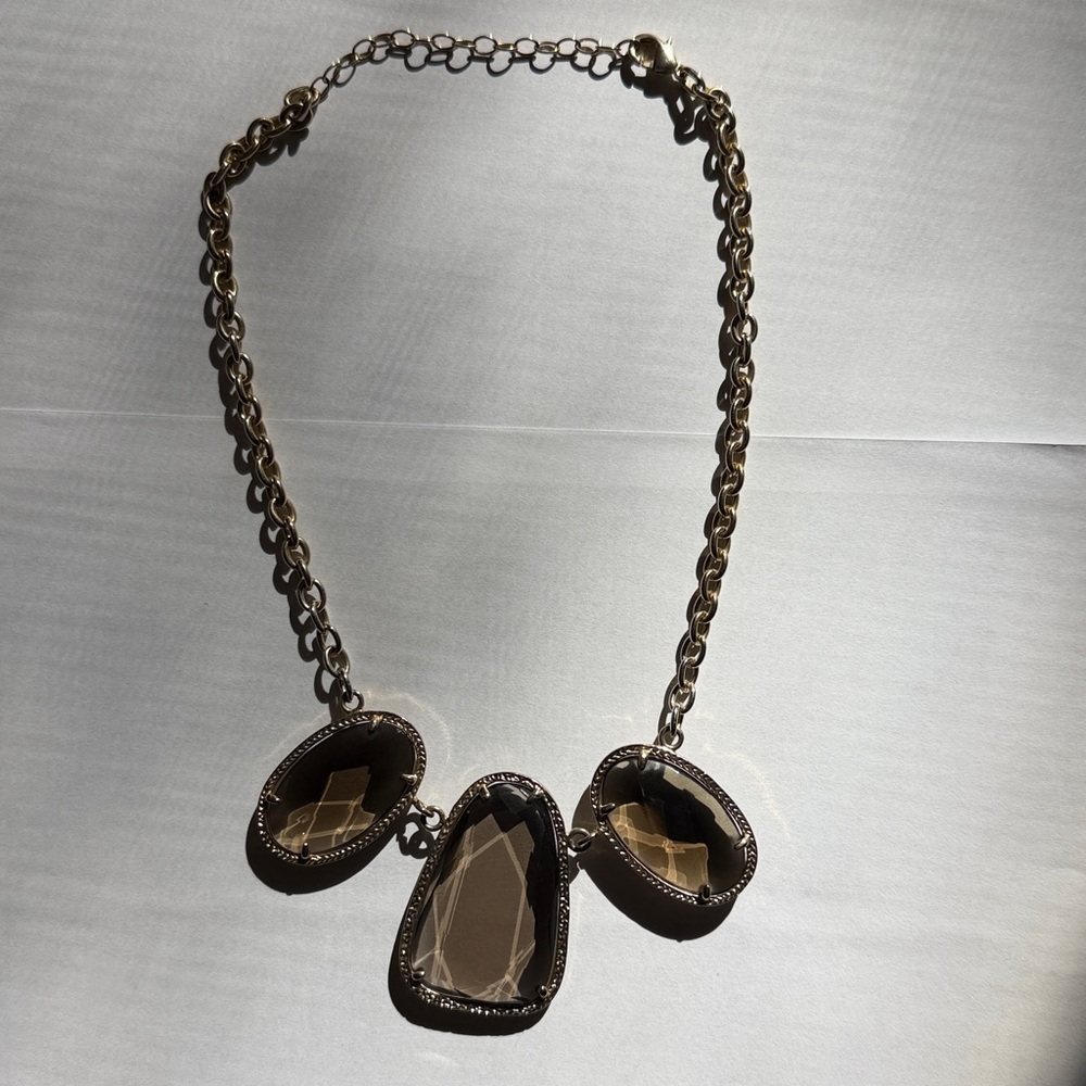 ONE OF A KIND RARE Kendra Scott Vintage Statement Necklace Gold Smoky Topaz - Picture 4 of 10